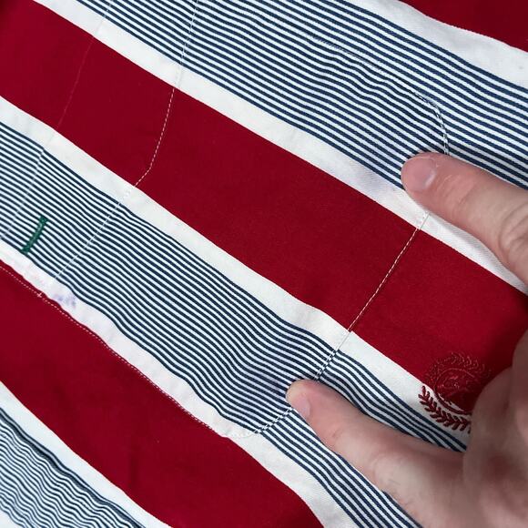 Vintage Tommy Hilfiger Button Up Shirt Large Striped Fade Grunge Distressed - Picture 7 of 11